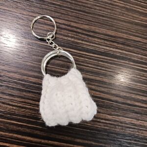 White Knit Keychain